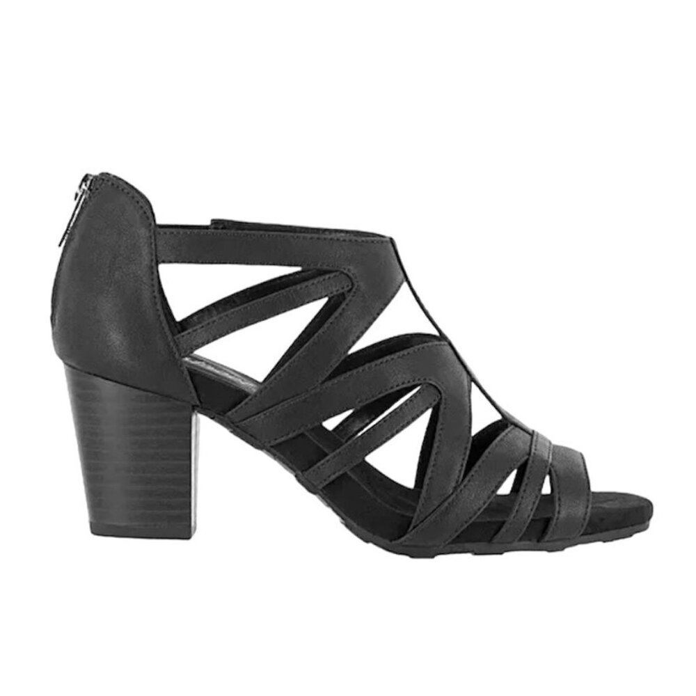 Easy Street AMAZE Women's Multi-Strap Heel Sandals Black Size 6.5 - Picture 2 of 7